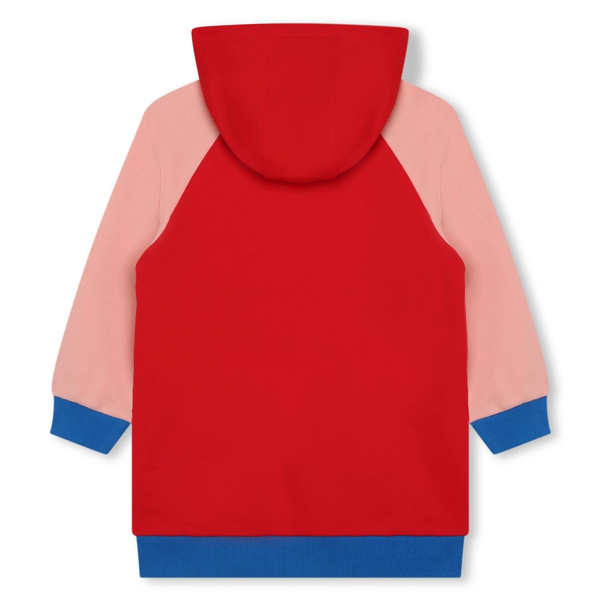 Girls Red Cotton Hooded Dress