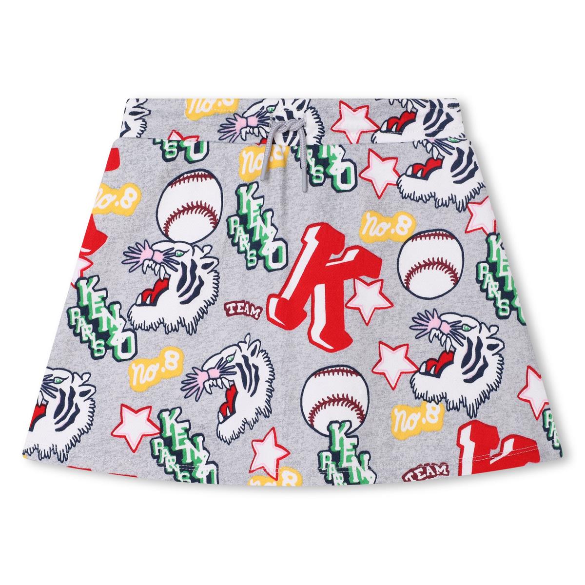Girls Grey Printed Skirt