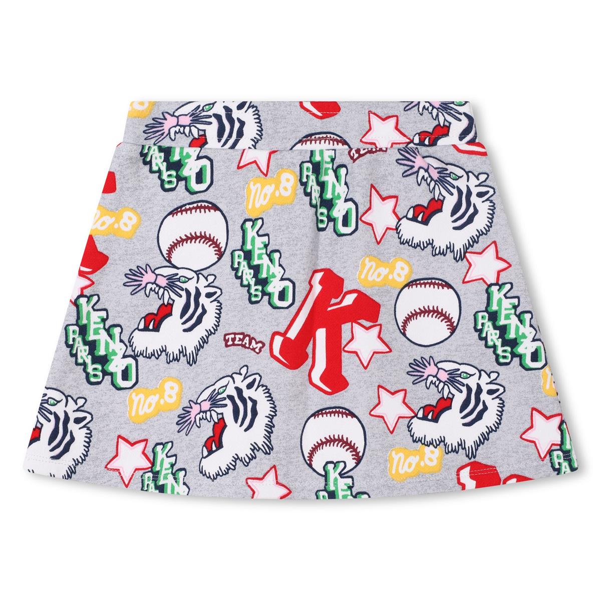 Girls Grey Printed Skirt