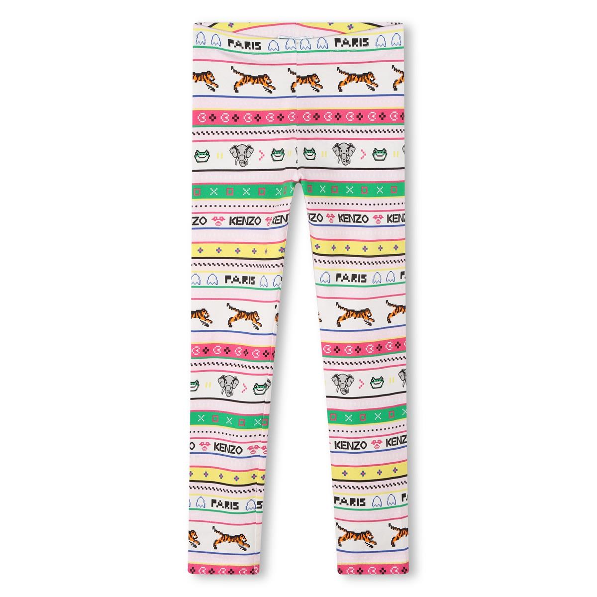 Girls White Tiger Leggings