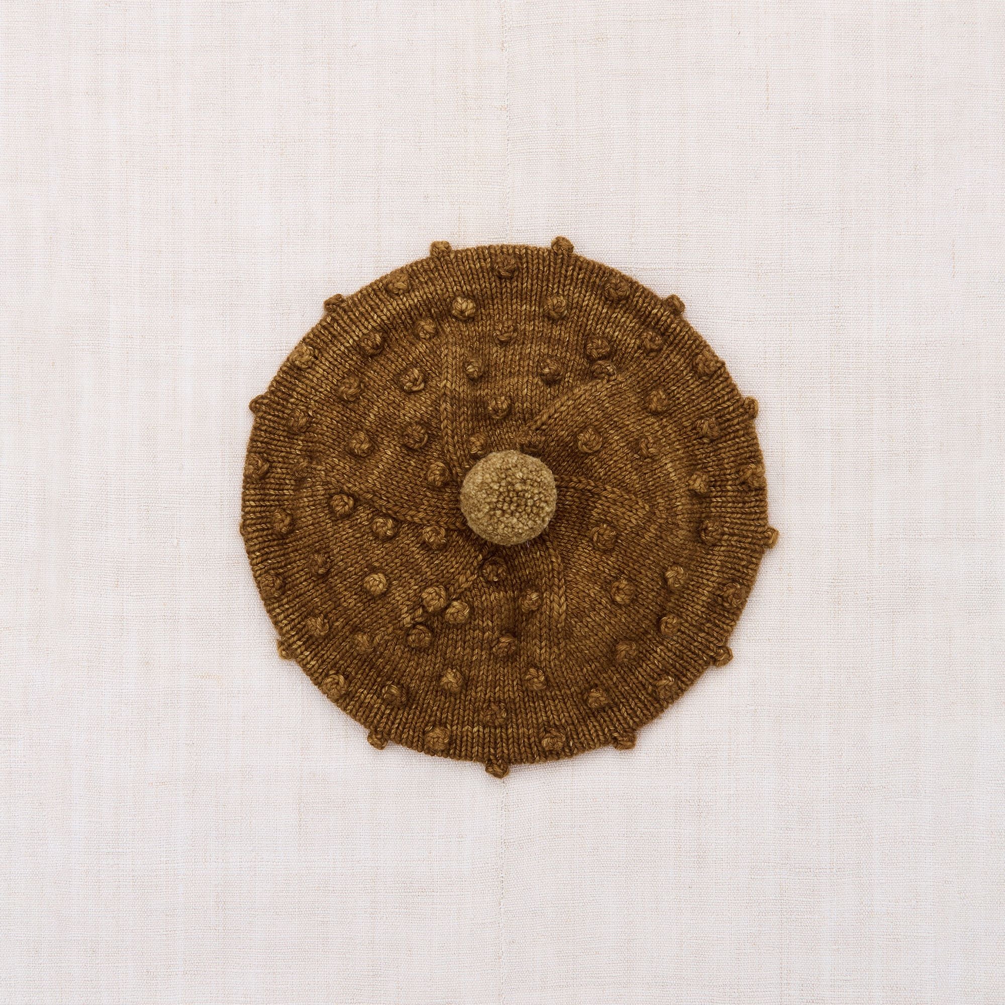 Girls Brown Popcorn Wool Beret