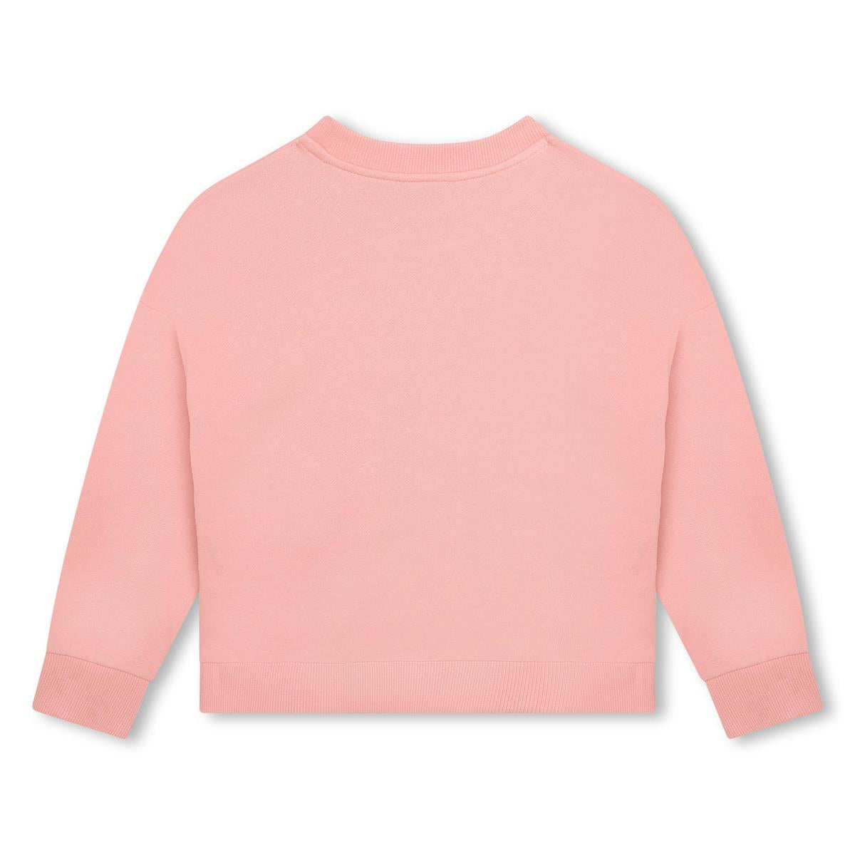 Girls Pink Logo Cotton Sweatshirt