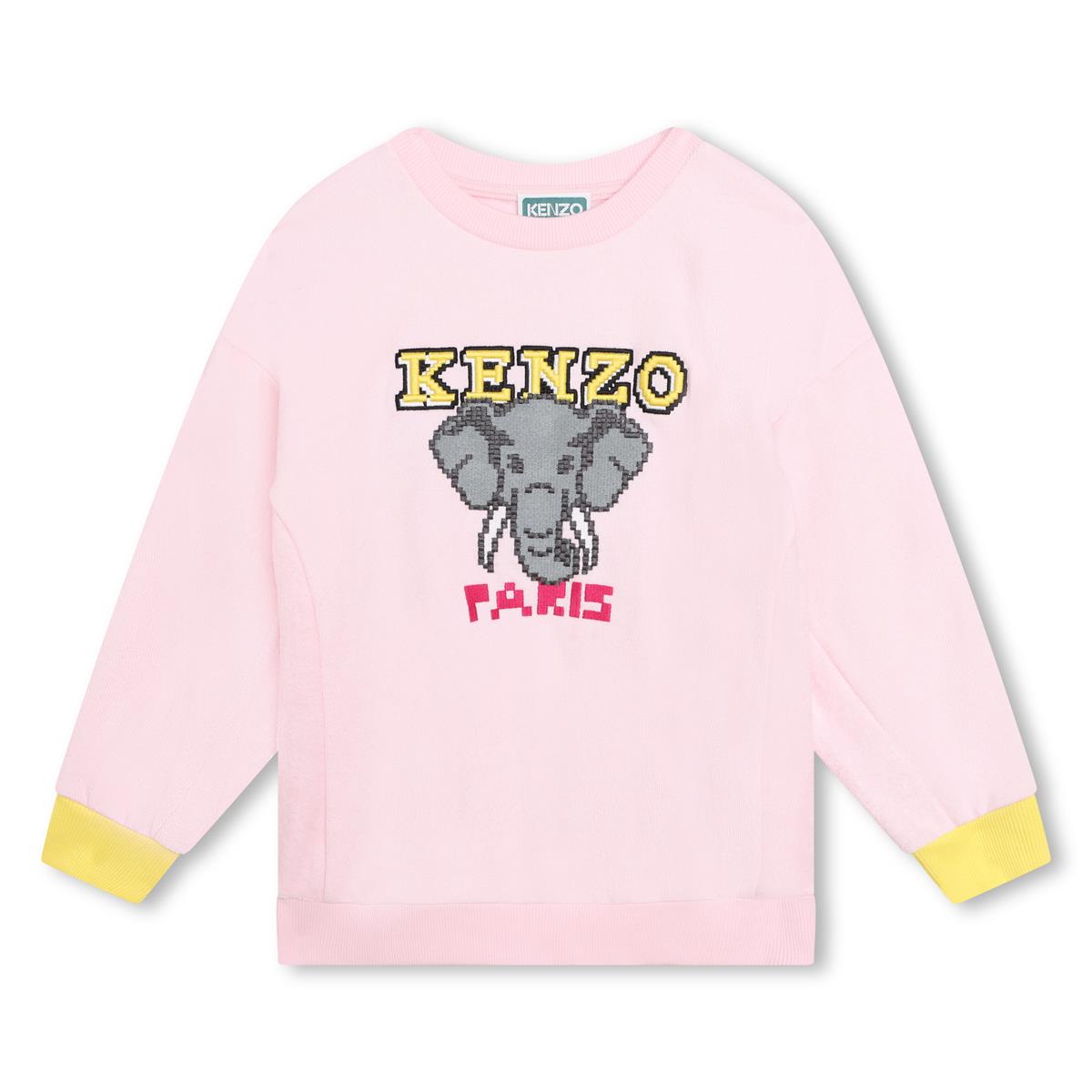 Girls Pink Embroidered Cotton Sweatshirt