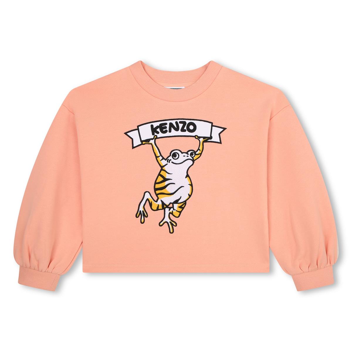 Girls Pink Logo Cotton Sweatshirt