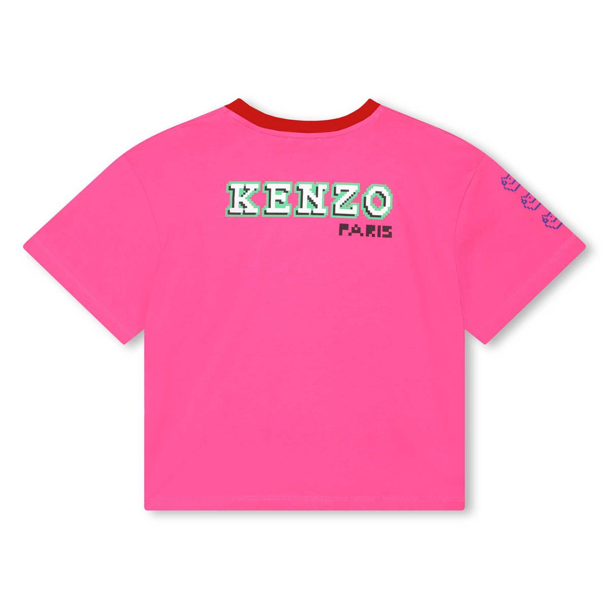 Girls Pink Printed Cotton T-Shirt