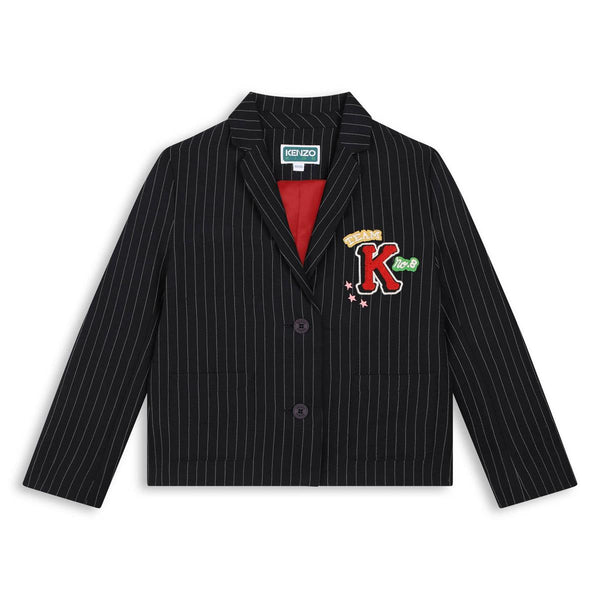 Girls Black Stripes Suit