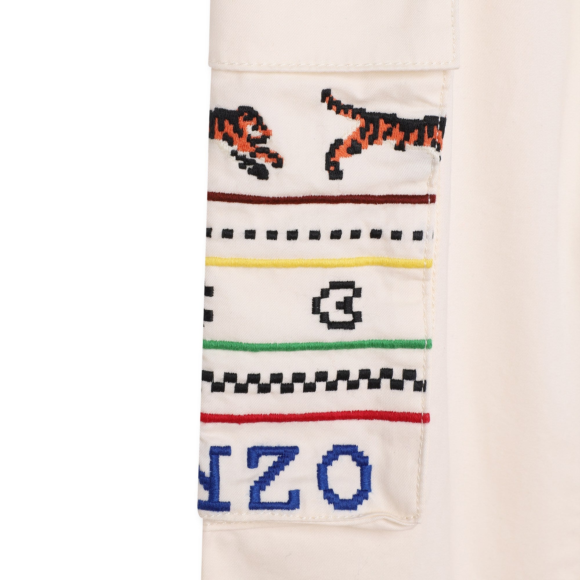 Boys White Embroidered Cotton Trousers