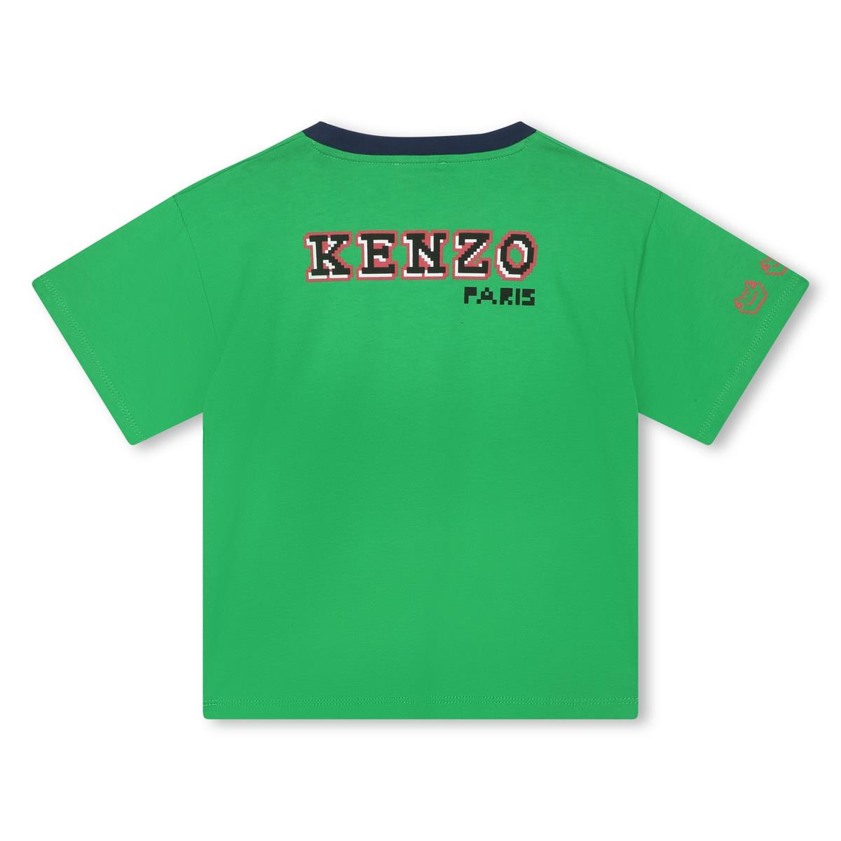 Boys Green Logo Cotton T-Shirt