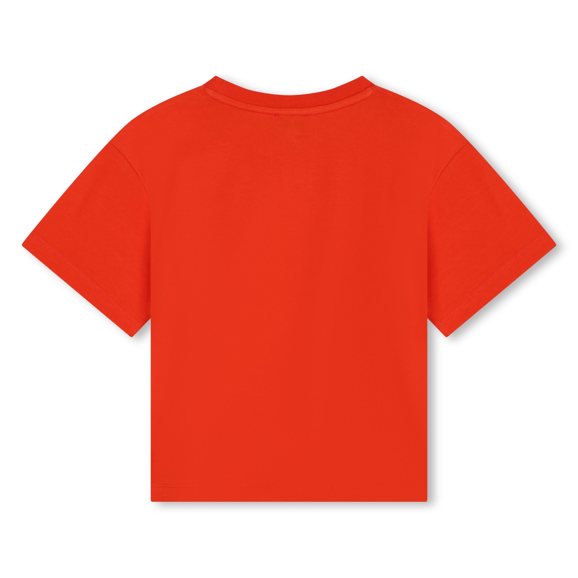 Girls Orange Printed Cotton T-Shirt