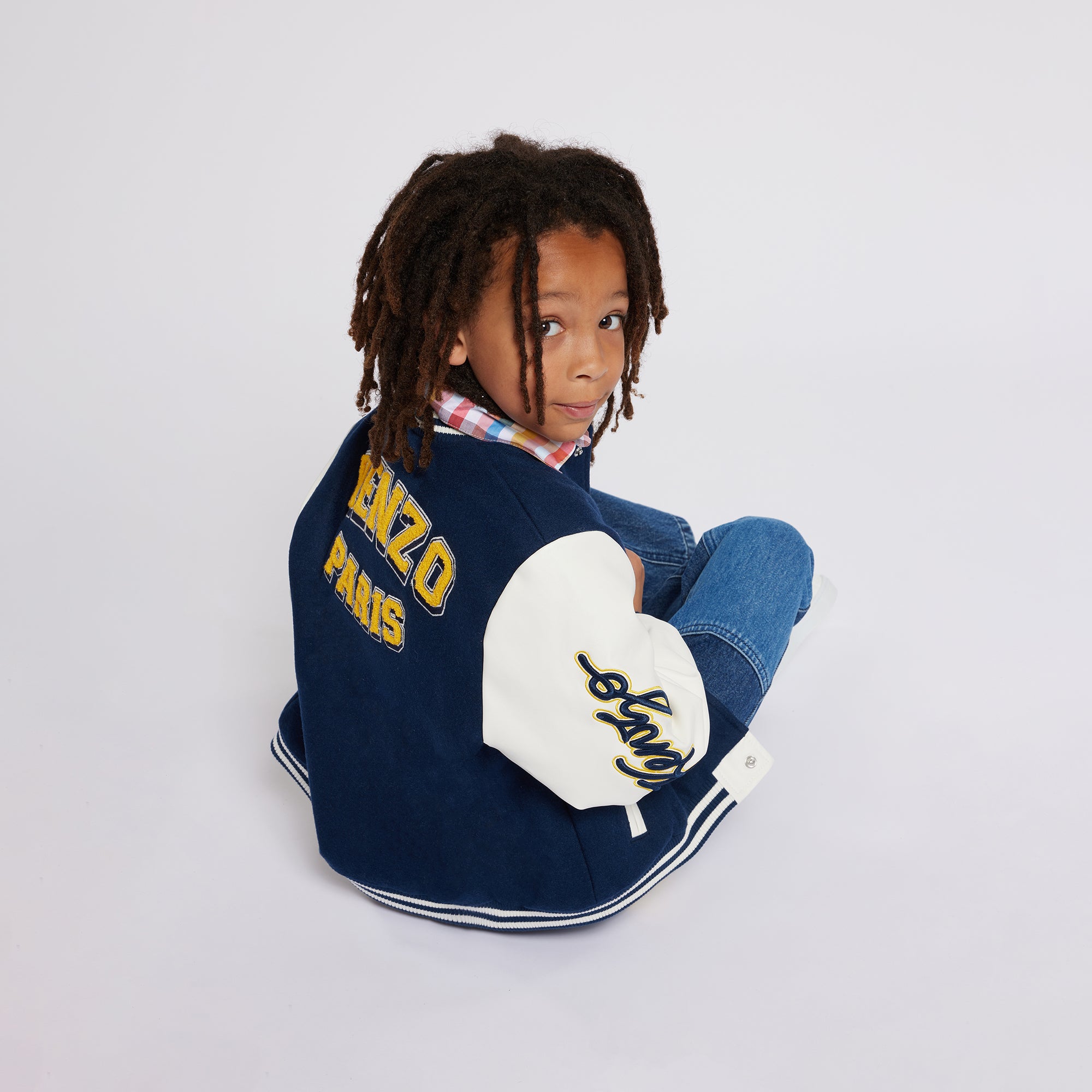 Boys Navy Wool Baseball Jacket