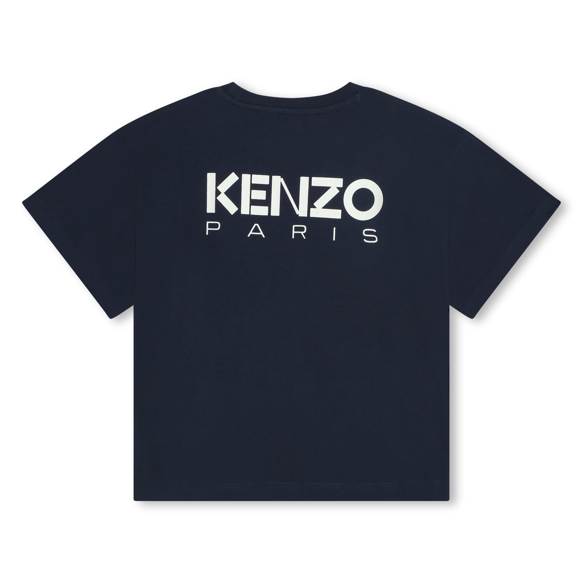 Girls Navy Printed Cotton T-Shirt