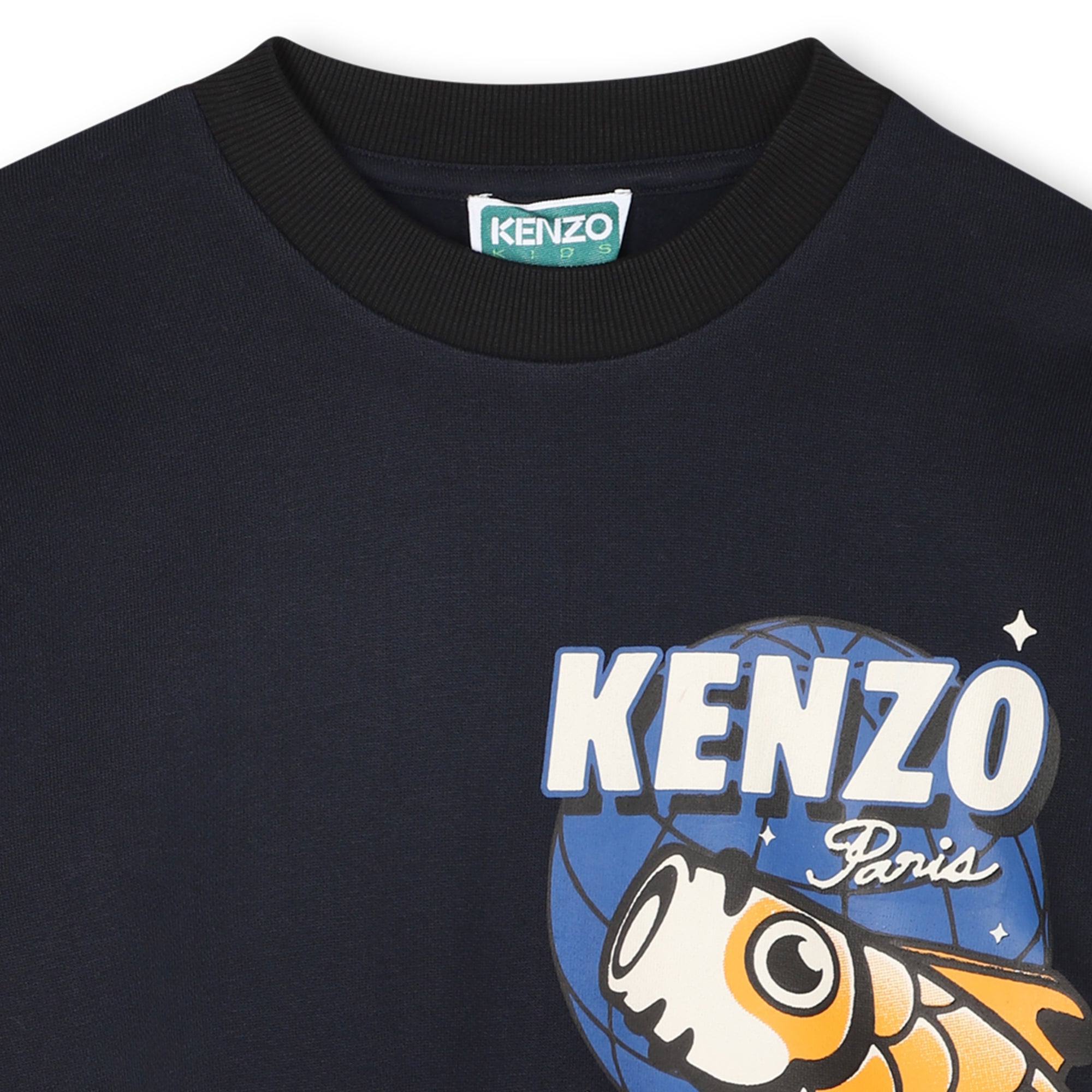 Boys Dark Blue Printed Cotton Sweatshirt