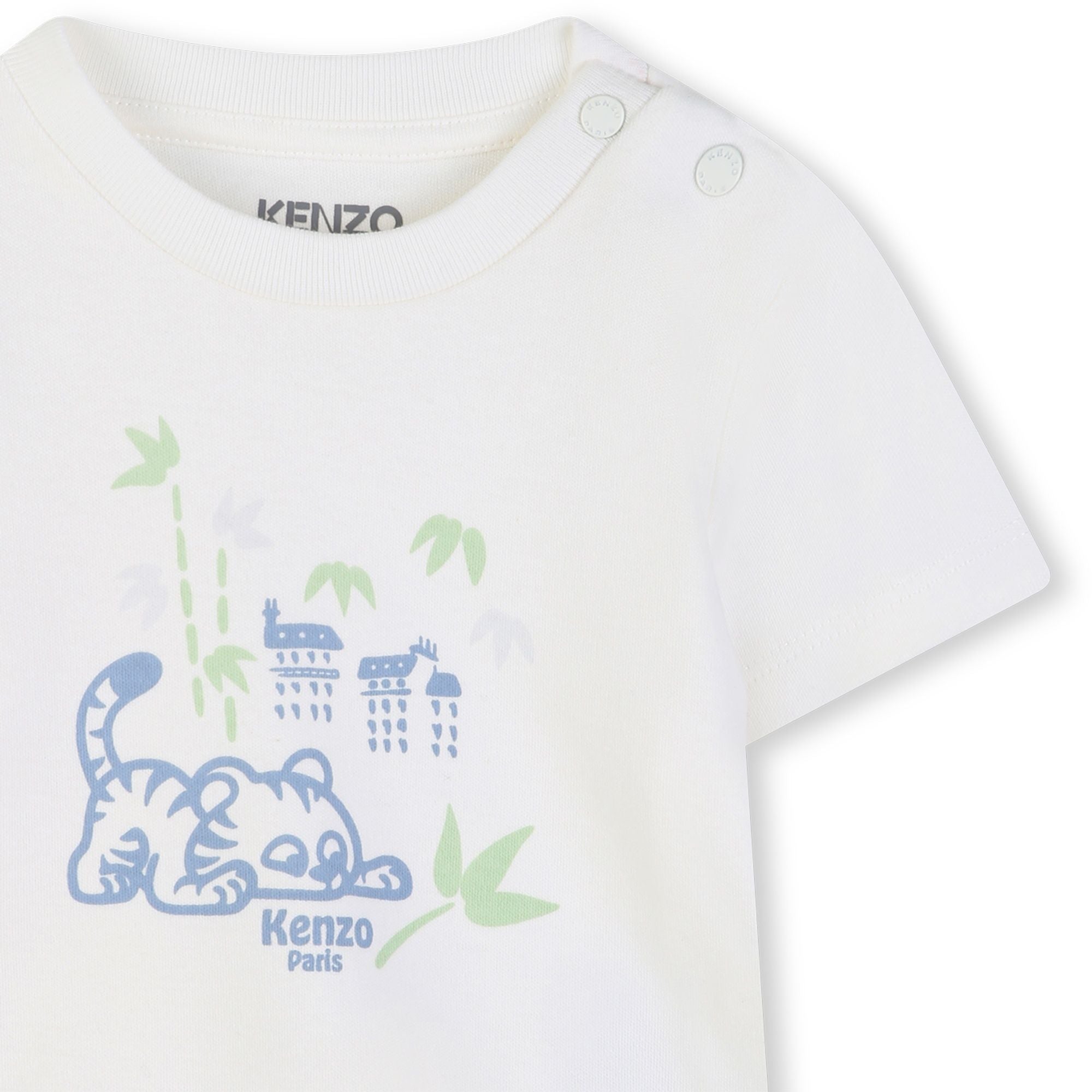 Baby Boys White & Light Blue Printed Cotton Set