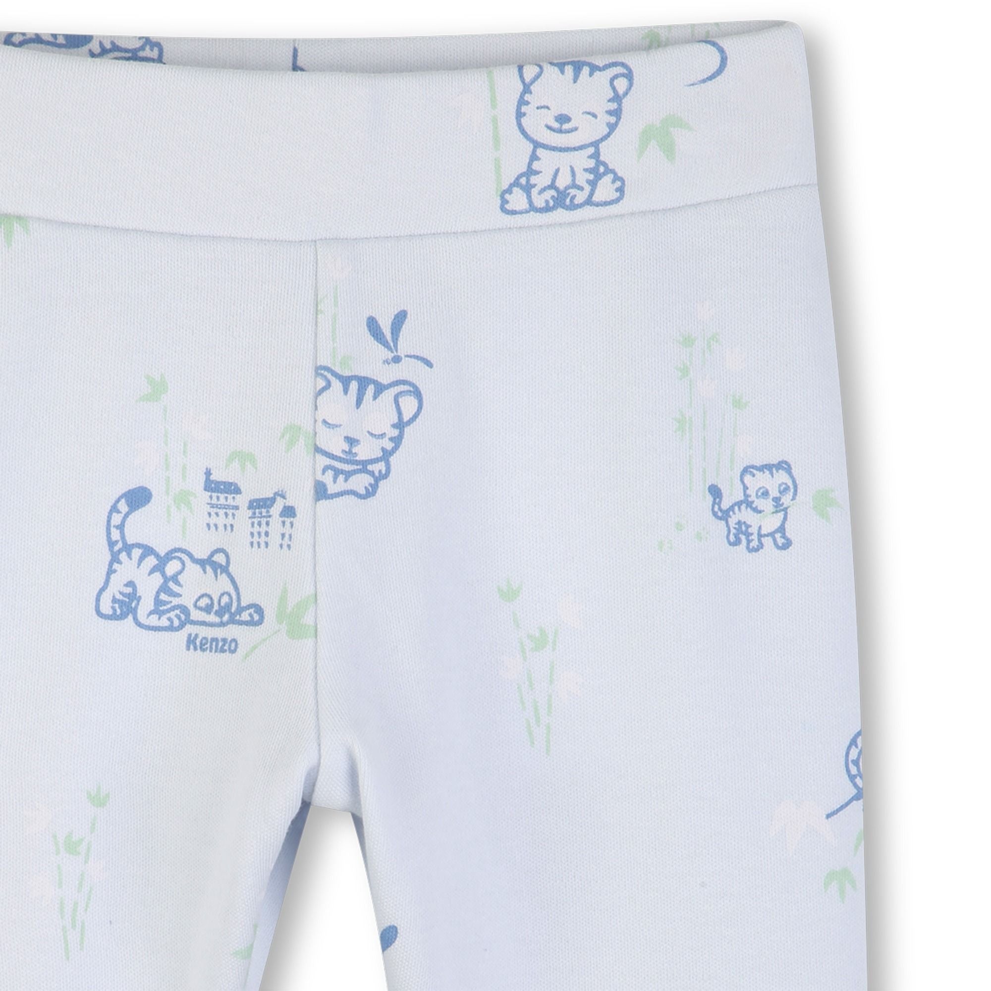 Baby Boys White & Light Blue Printed Cotton Set
