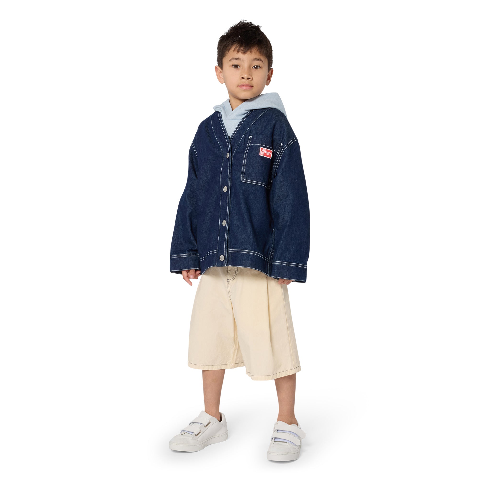 Boys White Cotton Shorts