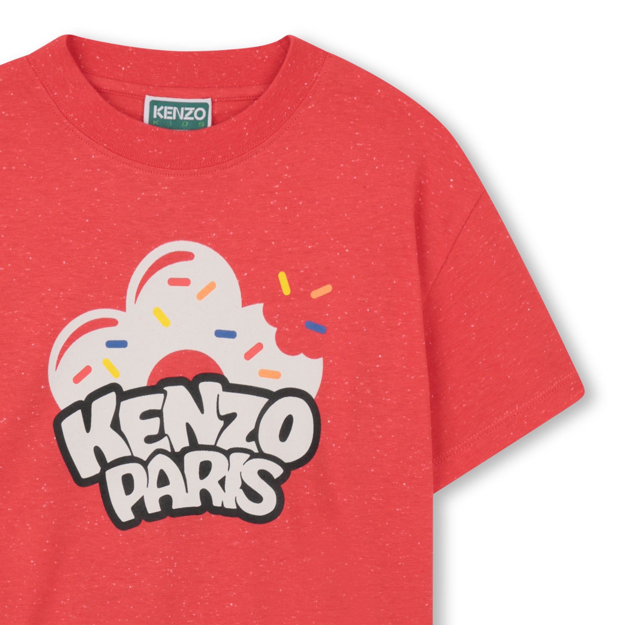 Boys Red Donut Printed Cotton T-Shirt