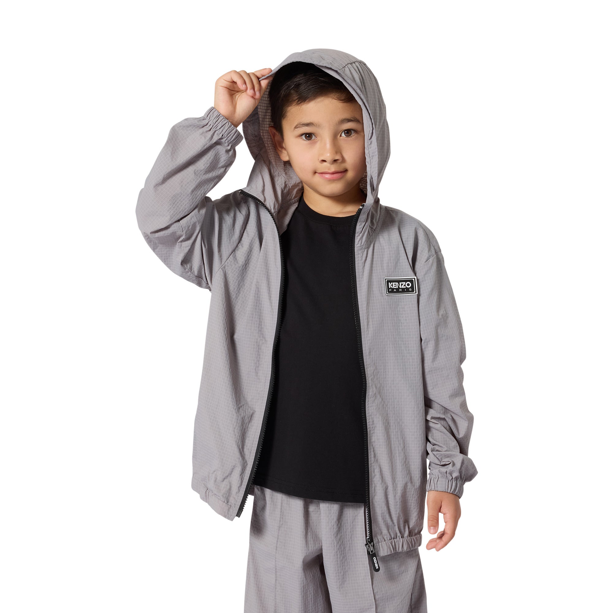 Boys Grey Check Trousers