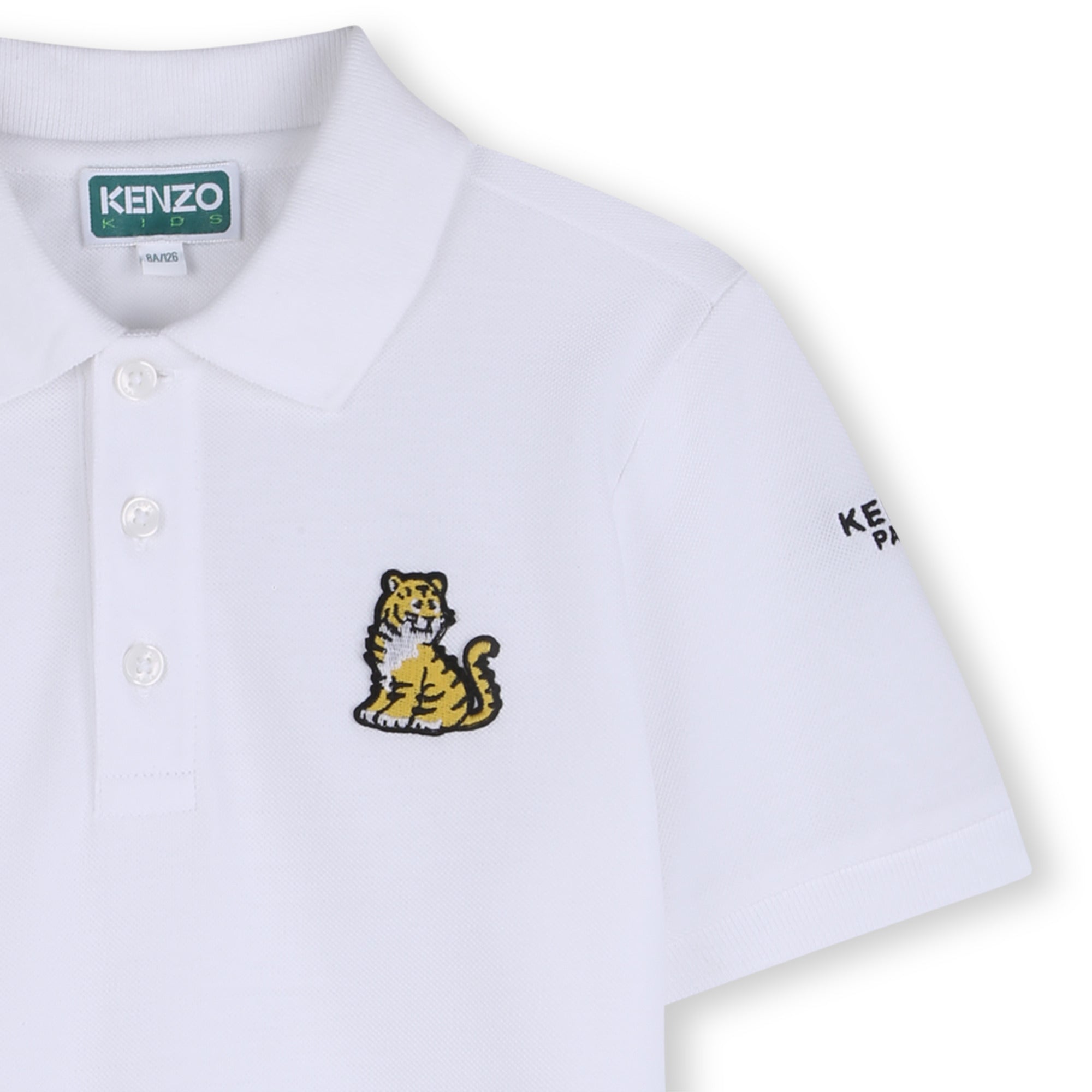 Boys & Girls White Embroidered Cotton Polo Shirt