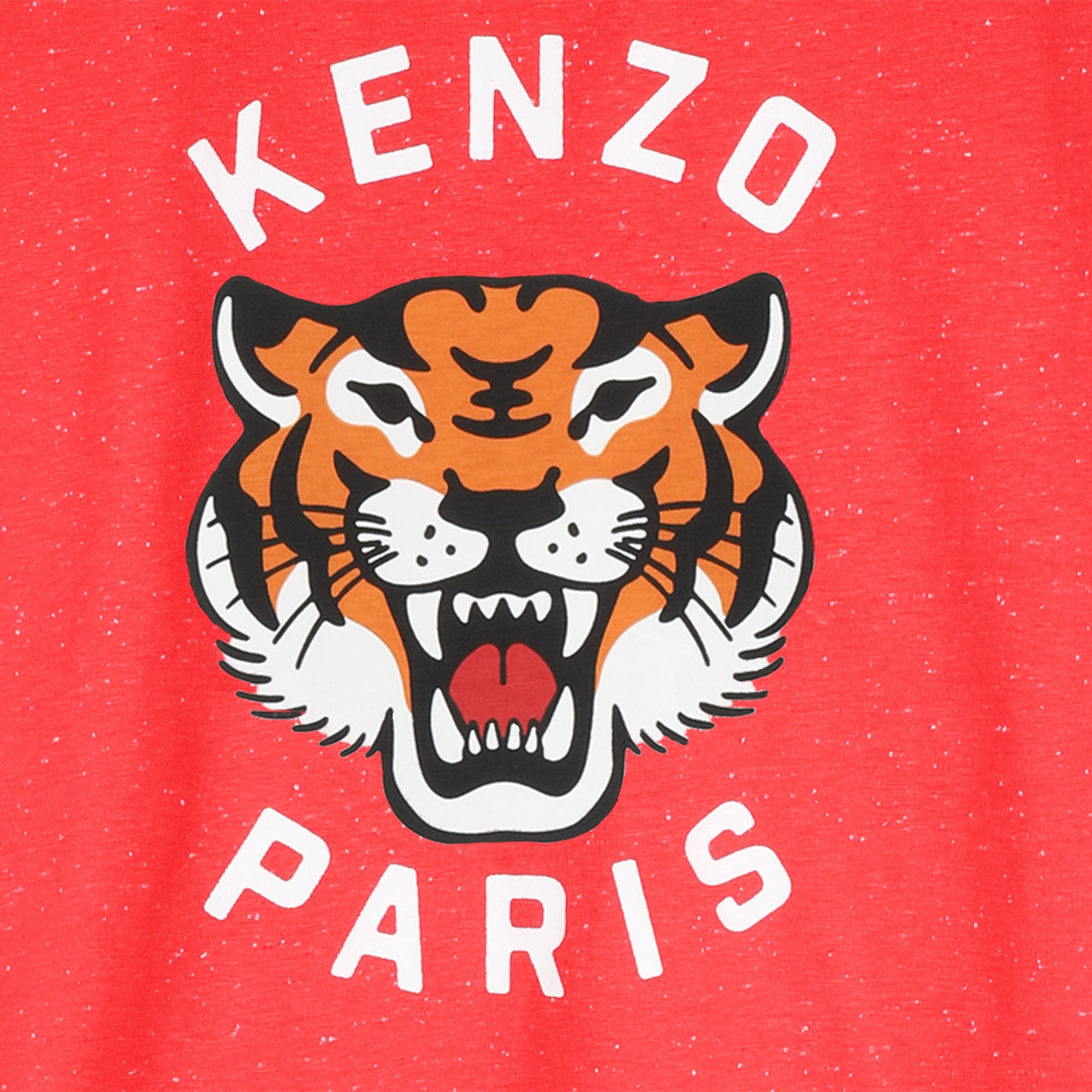 Boys & Girls Red Tiger Printed Cotton T-Shirt