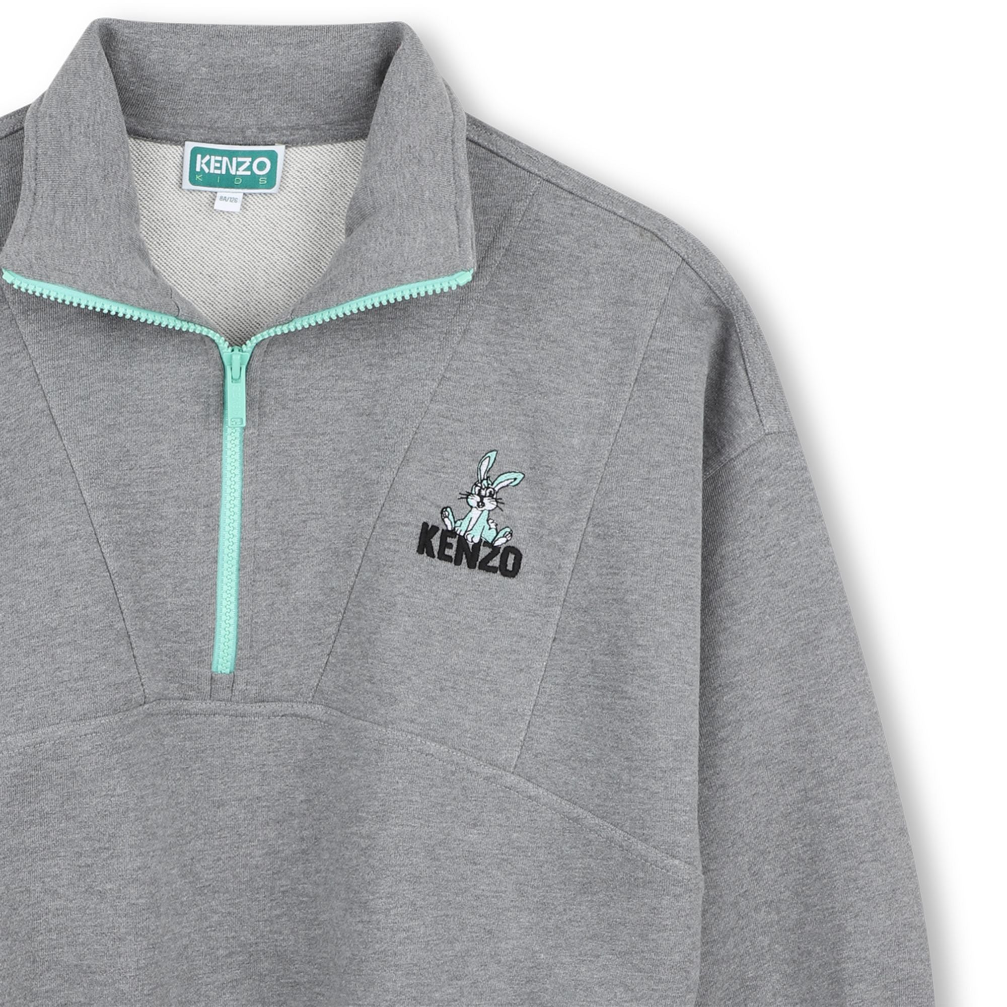 Sweat-shirt en coton gris à col montant pour garçon