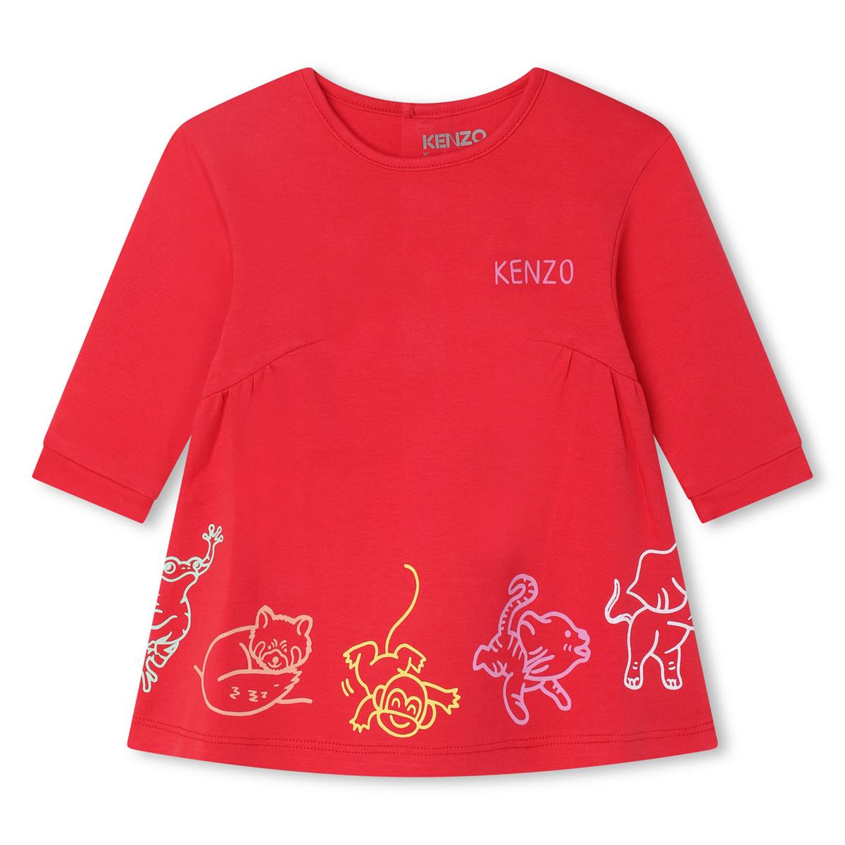 Baby Girls Red Printed Cotton Dress