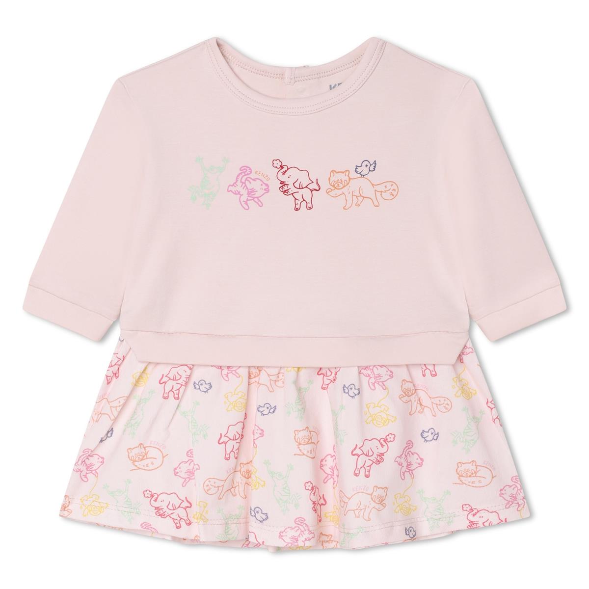 Baby Girls Pink Printed Cotton Dress