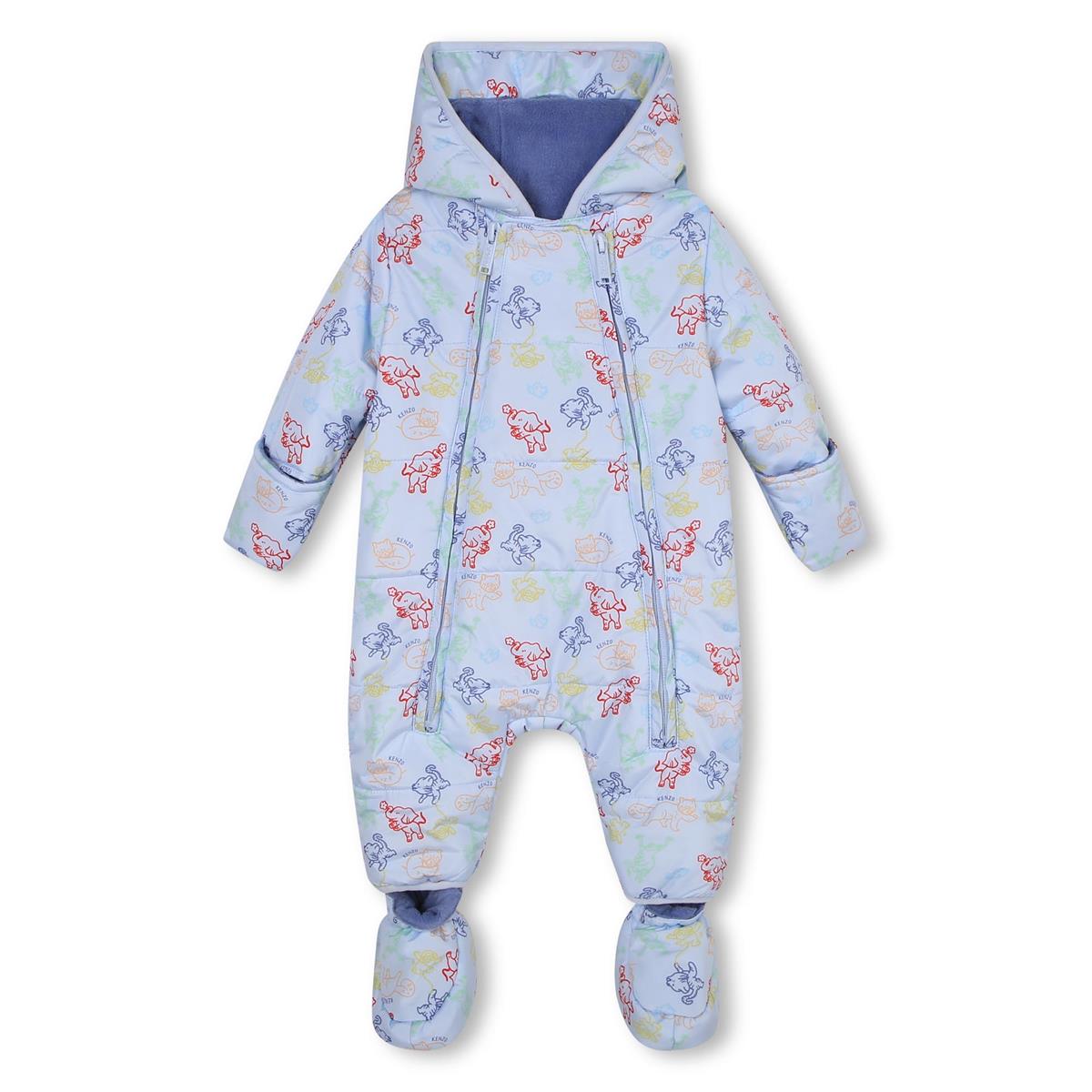 Baby Boys Pink Floral Padded Babysuit