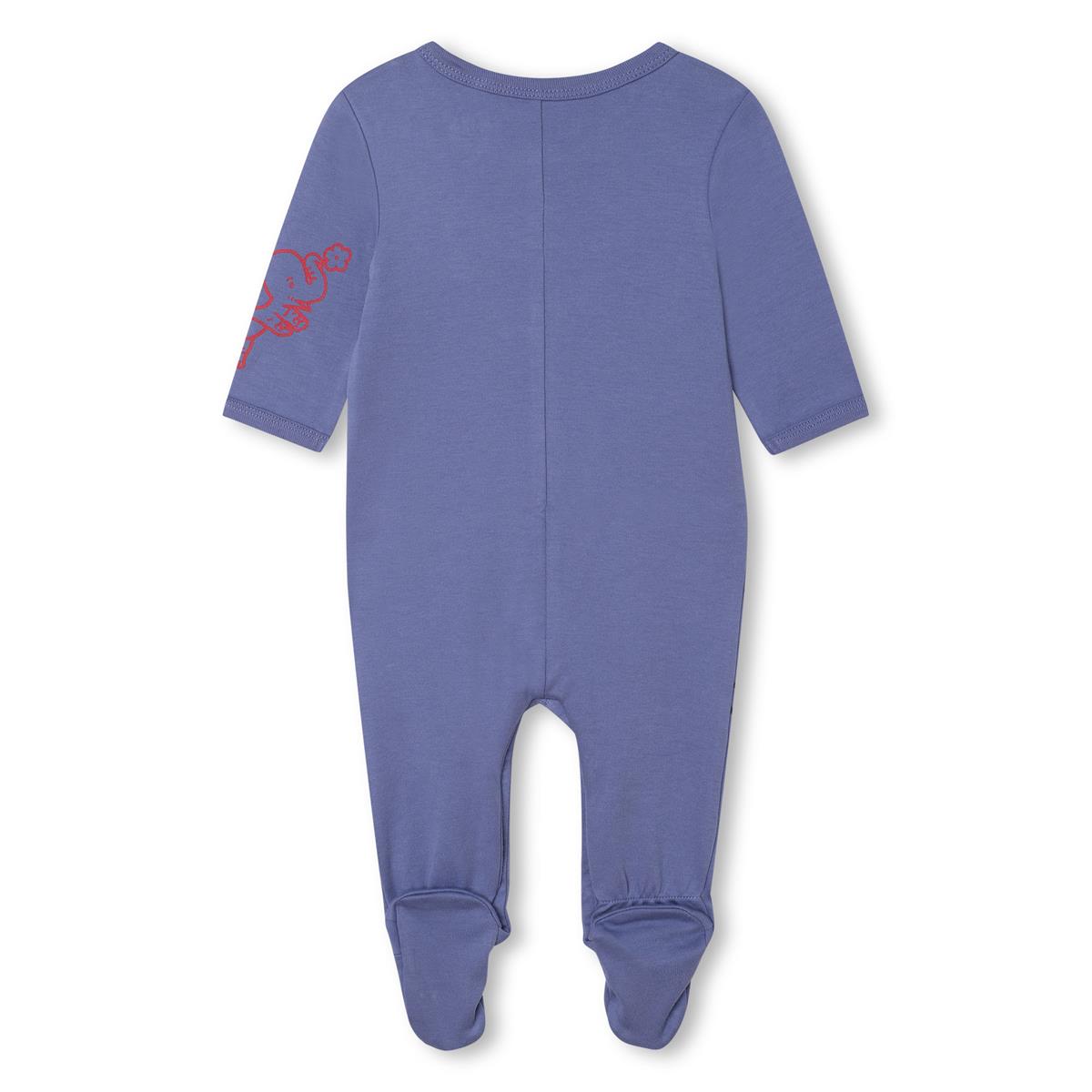 Baby Boys Blue Printed Cotton Babysuit