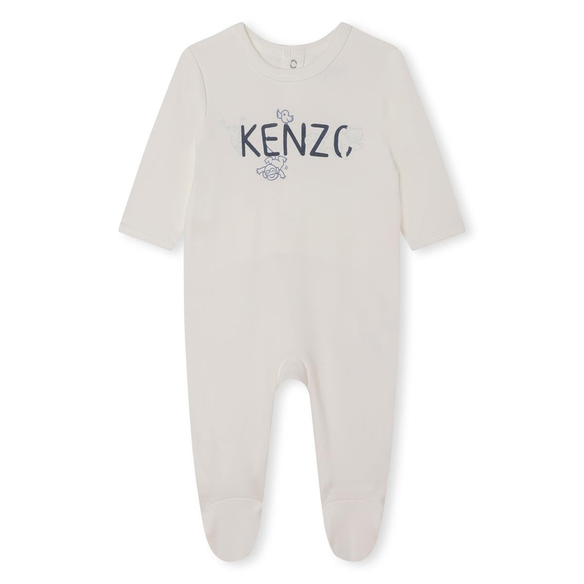 Baby Boys White Logo Cotton Babysuit