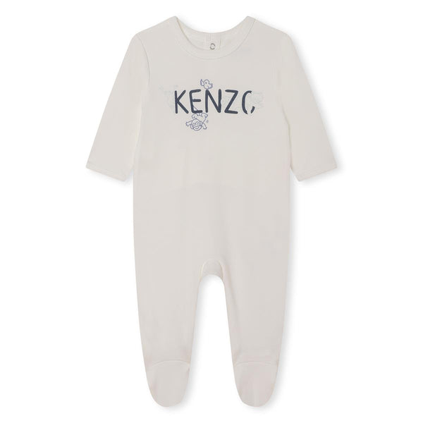 Baby Boys White Logo Cotton Babysuit