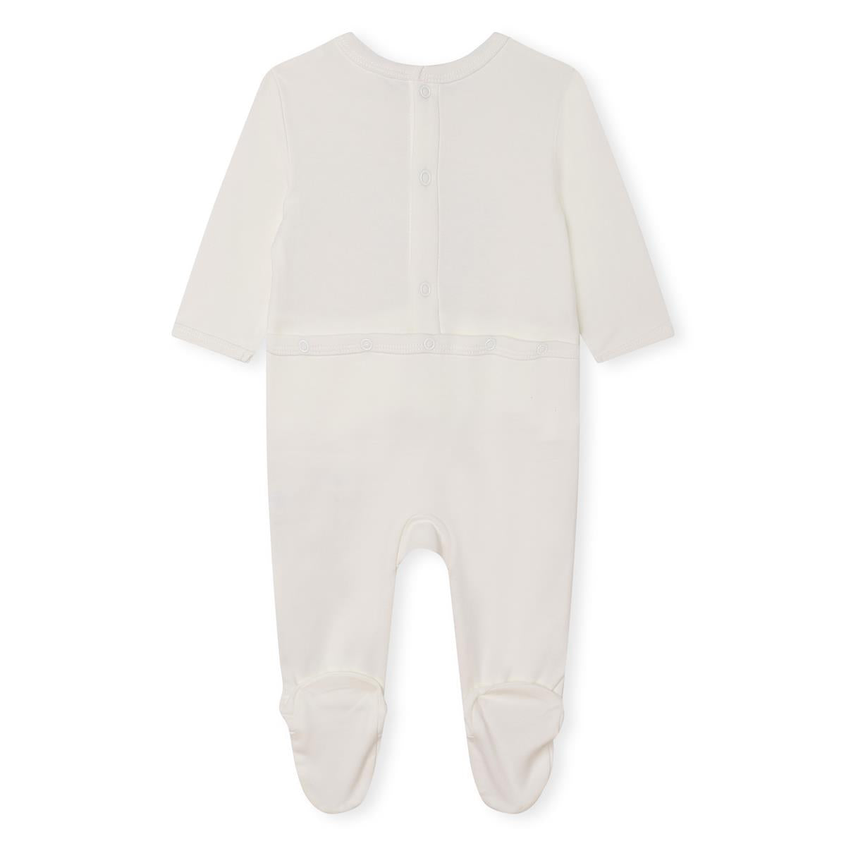 Baby Boys White Logo Cotton Babysuit