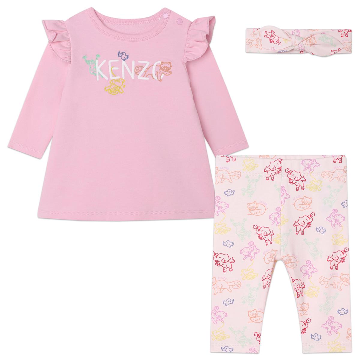 Baby Girls Pink Logo Cotton Dress Set