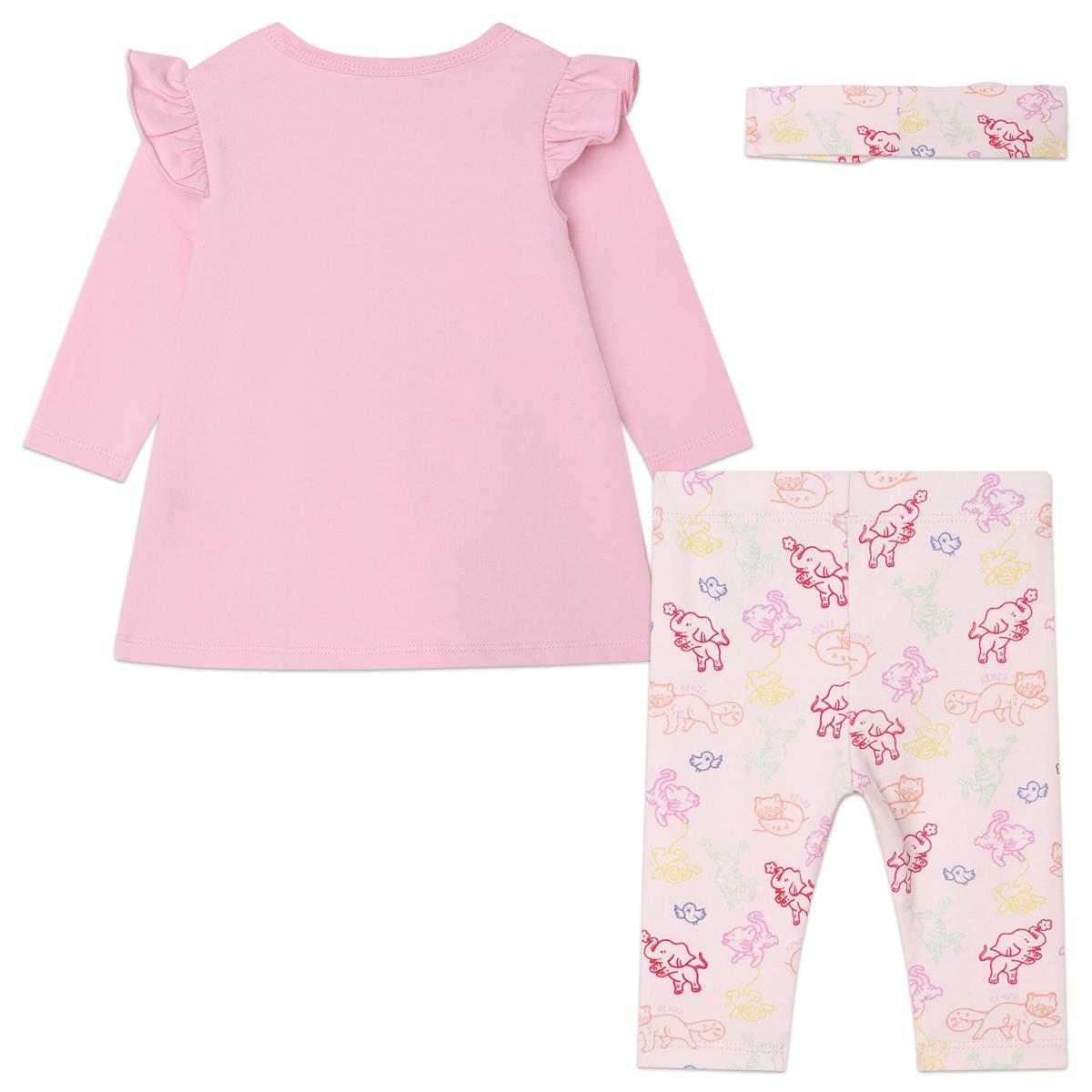 Baby Girls Pink Logo Cotton Dress Set