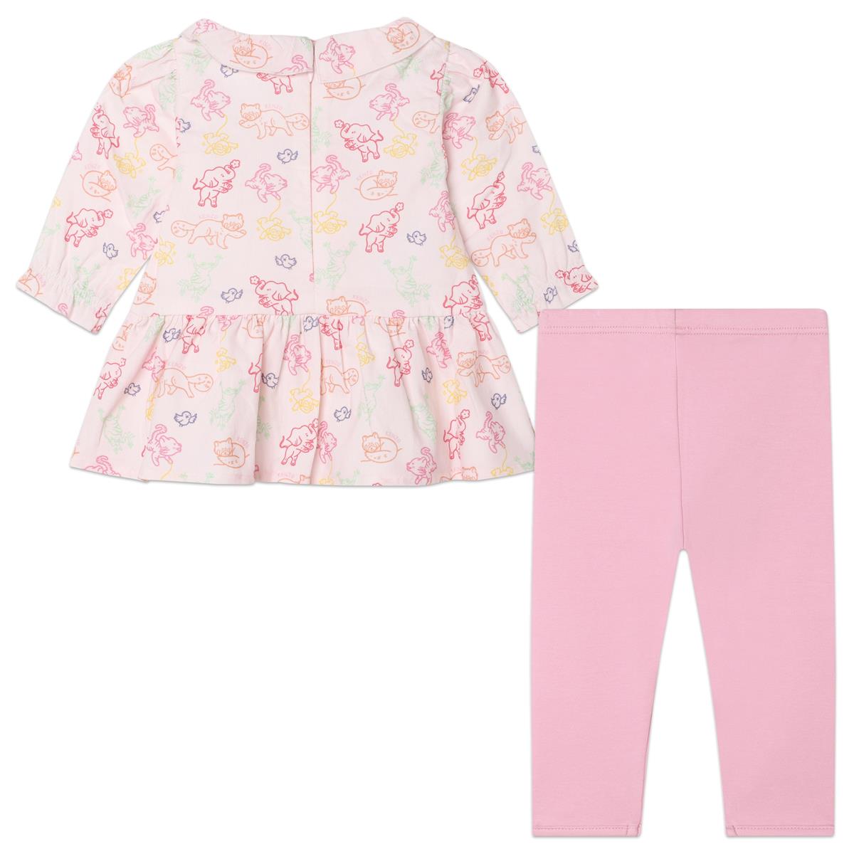 Baby Girls Pink Printed Cotton Set