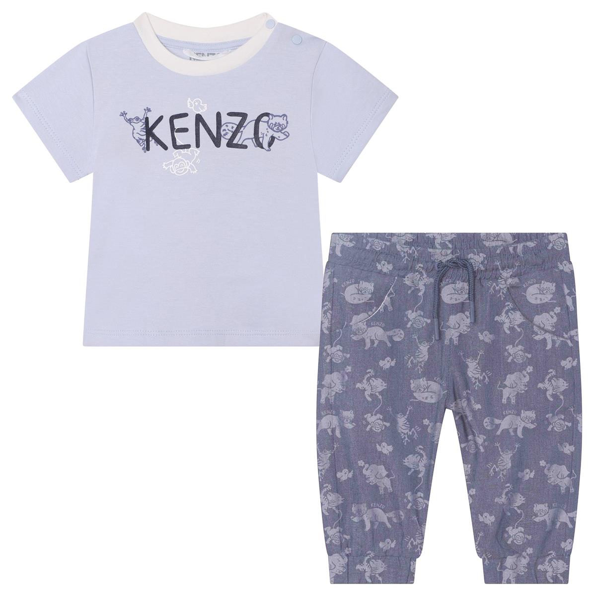 Baby Boys Blue Logo Cotton Set