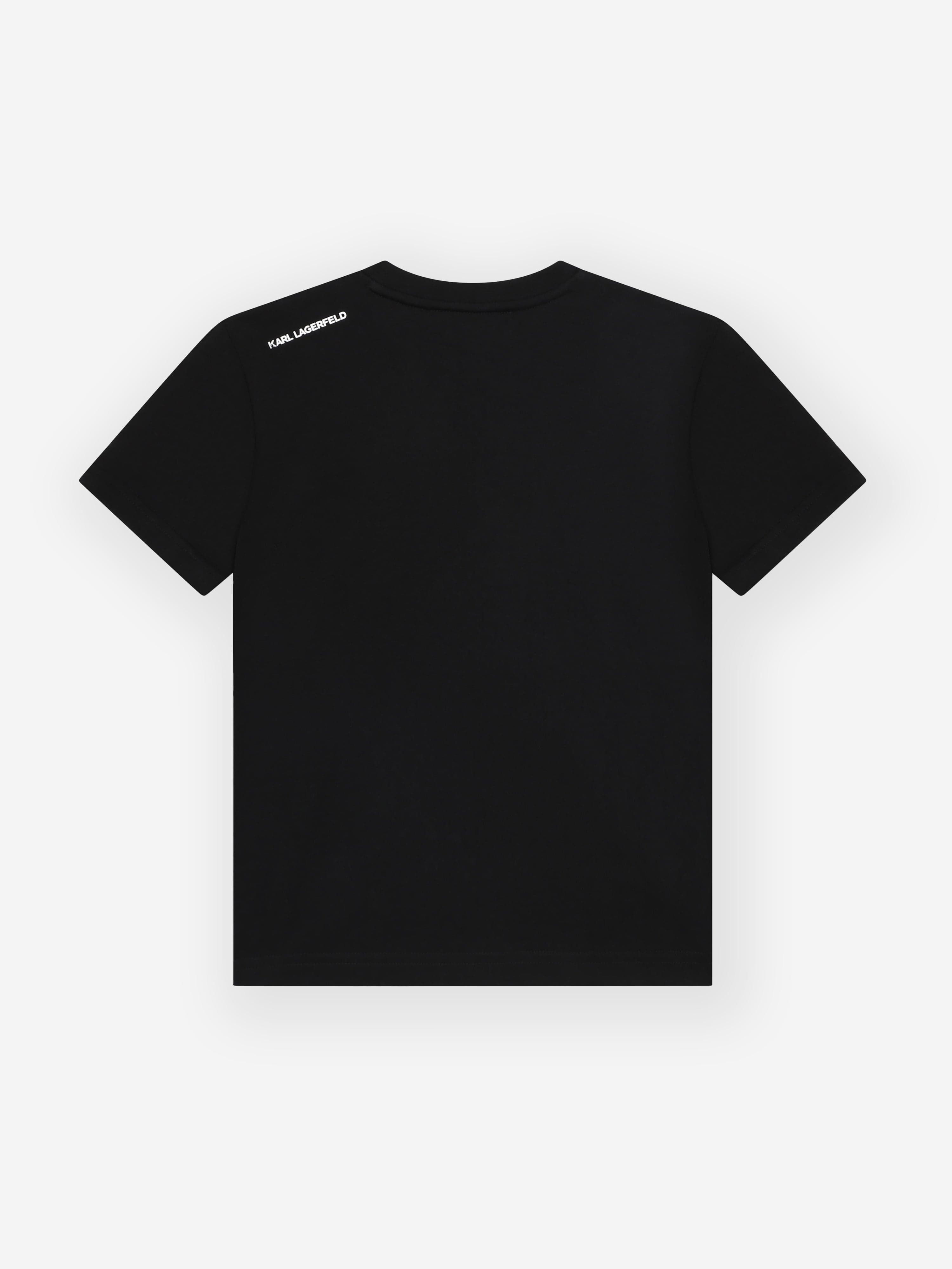 Karl Lagerfeld Boys Logo Print T-Shirt in Black