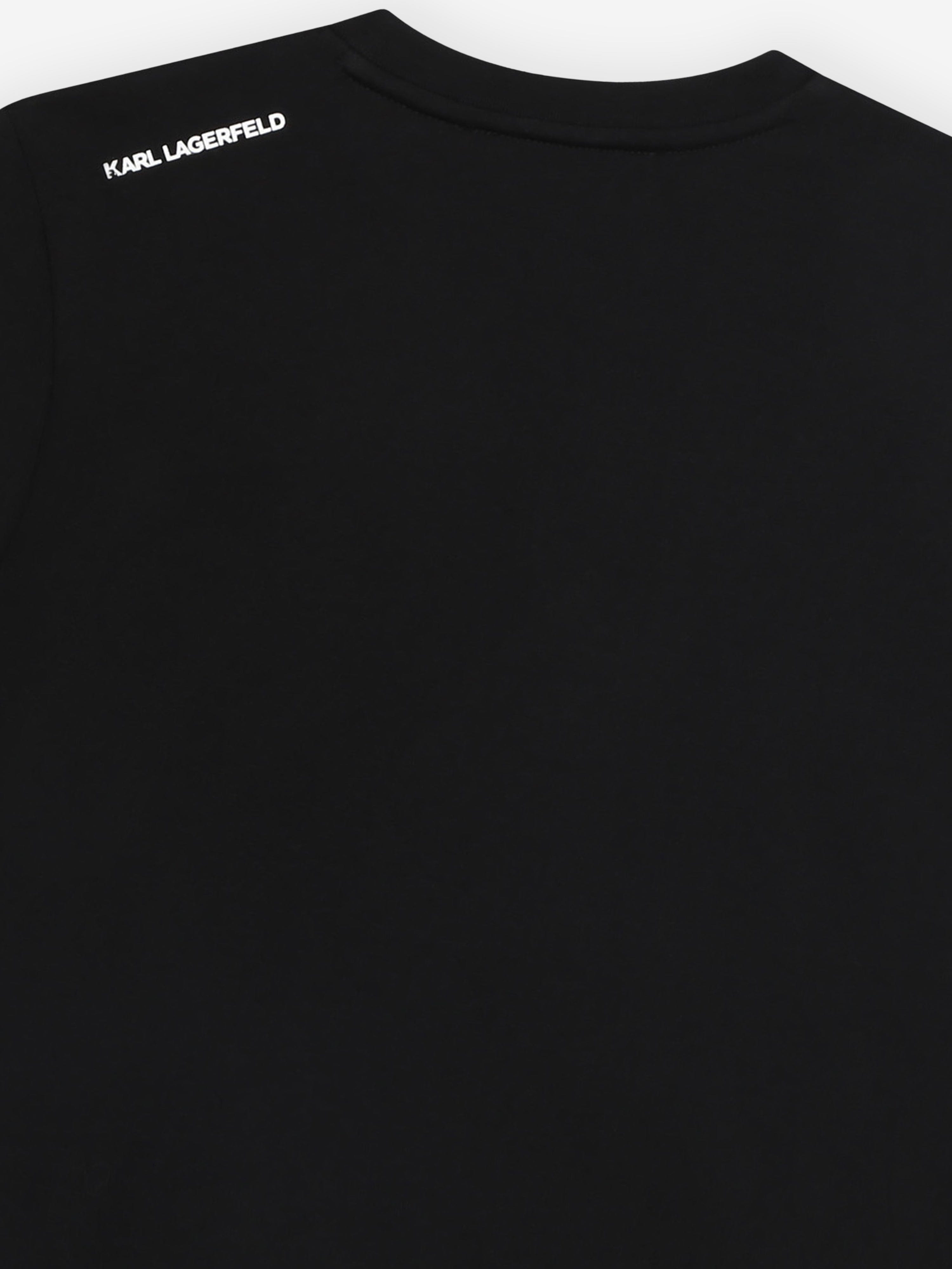 Karl Lagerfeld Boys Logo Print T-Shirt in Black