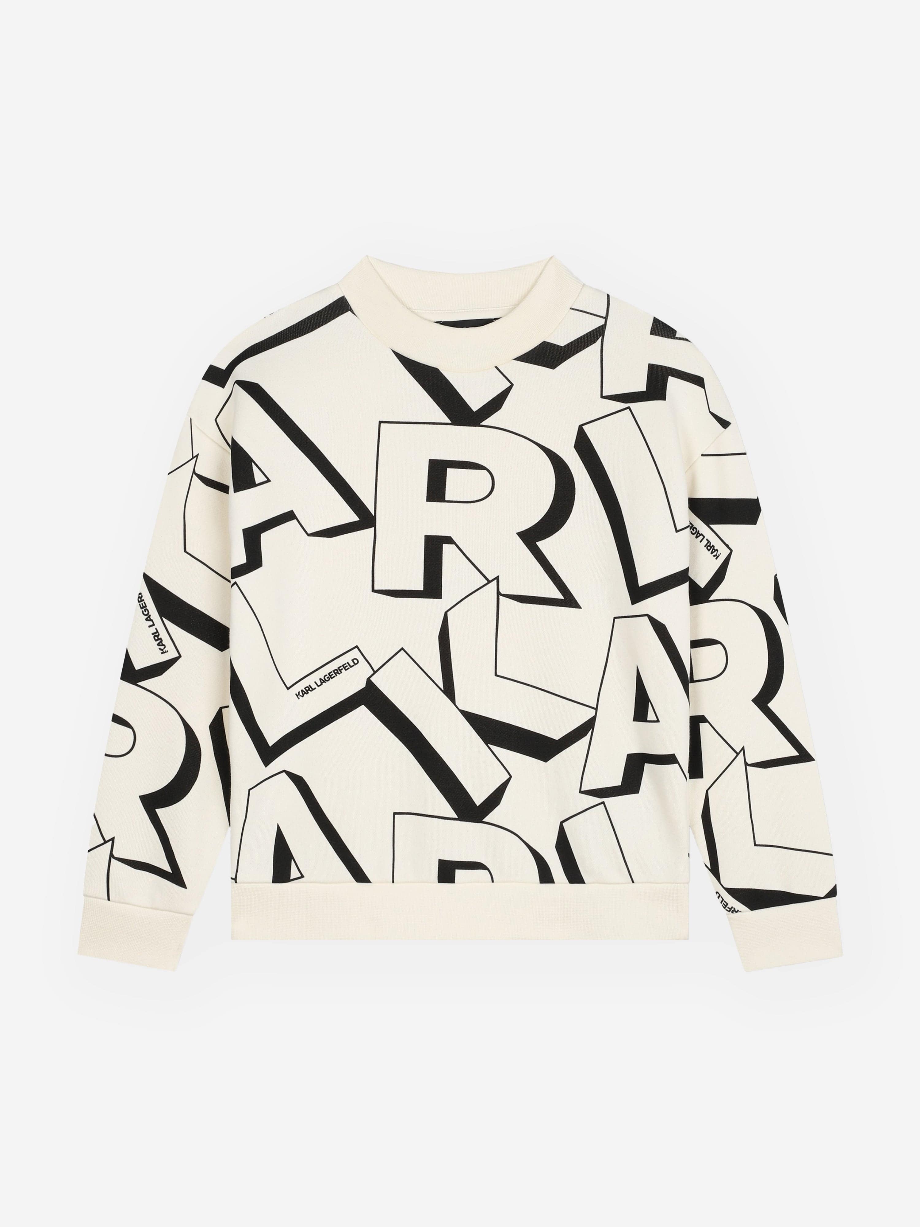 Karl Lagerfeld Boys Logo Print Sweatshirt in Ivory
