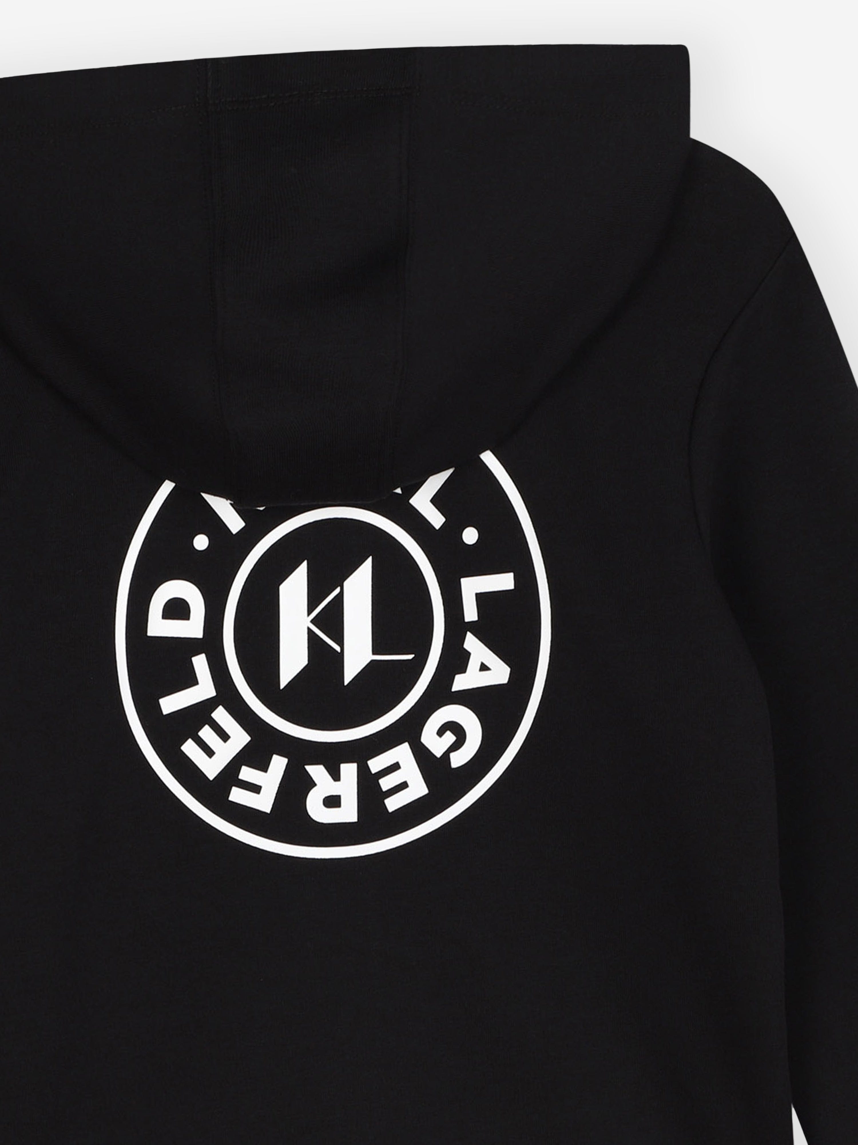 Karl Lagerfeld Boys Logo Zip Up Top in Black