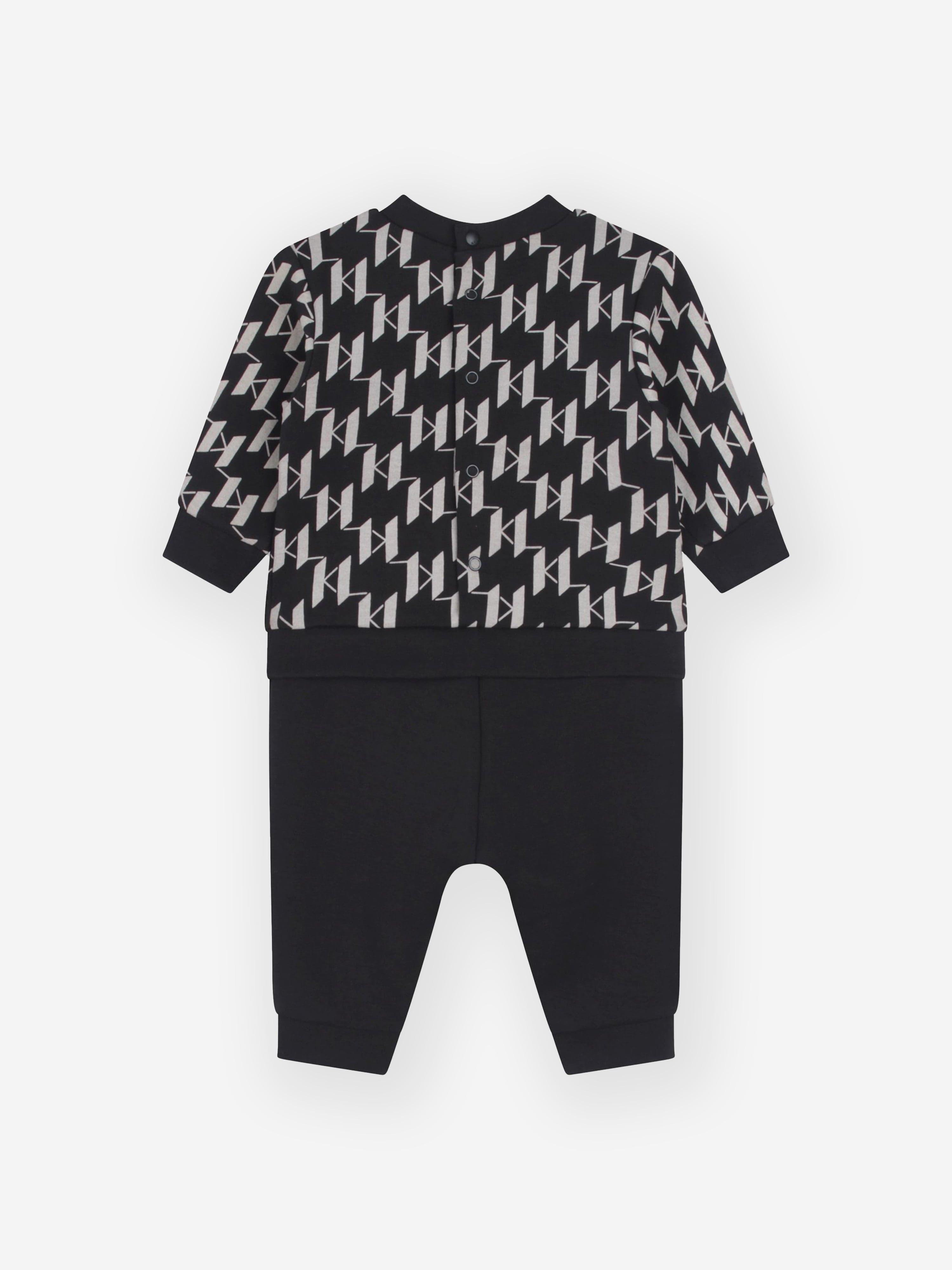 Karl Lagerfeld Baby Boys Logo Print Romper in Black