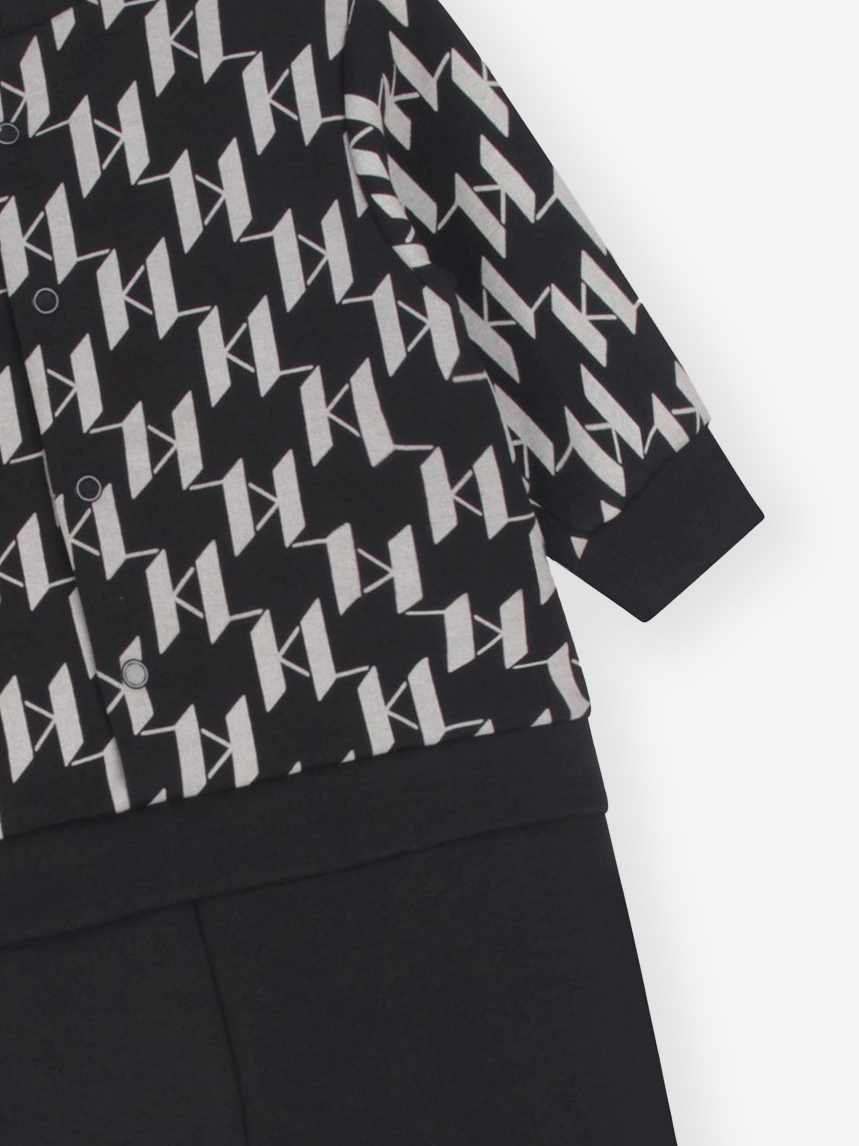 Karl Lagerfeld Baby Boys Logo Print Romper in Black