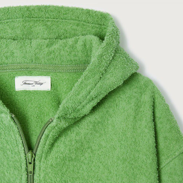 Boys & Girls Green Cotton Zip-Up Top