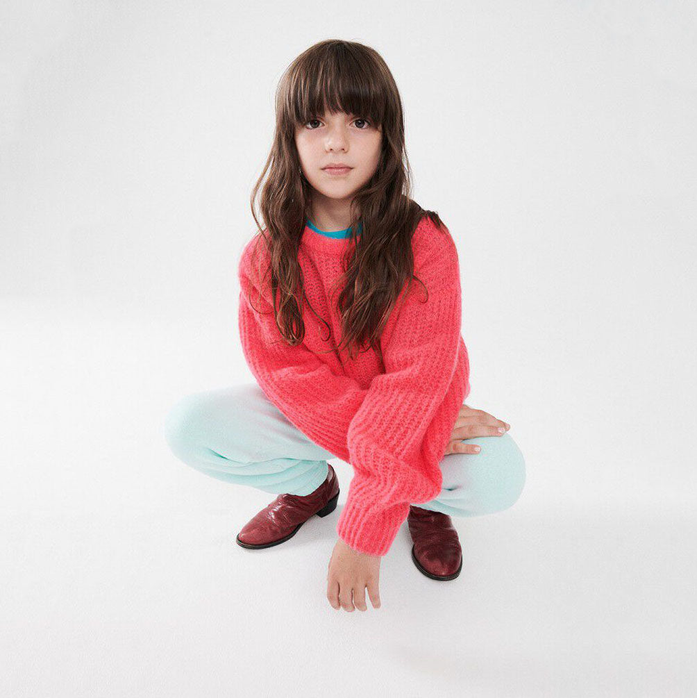 Girls Bright Pink Knit Sweater