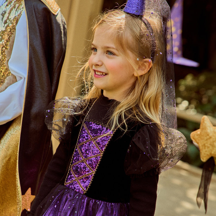 Girls Purple Blair Witch Puff Dress