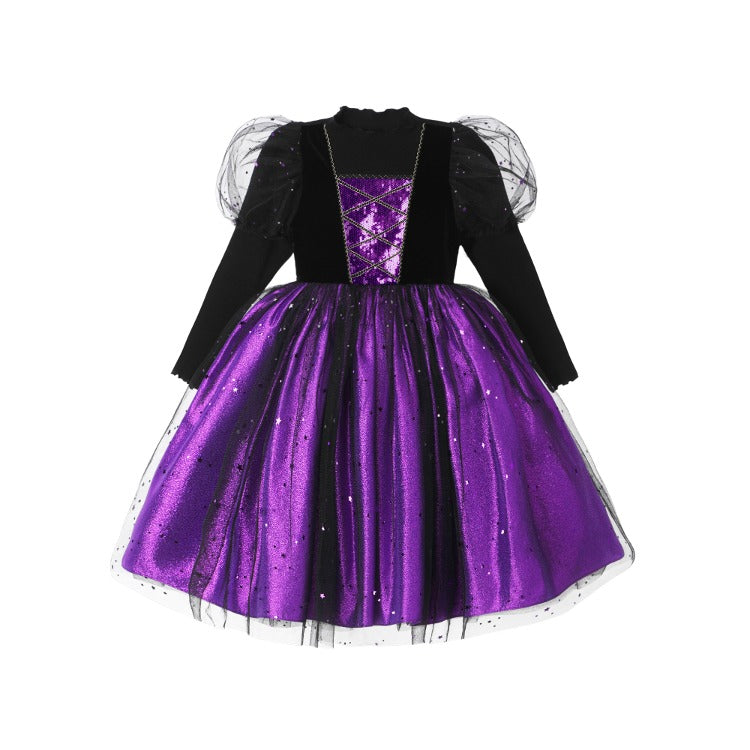 Girls Purple Blair Witch Puff Dress
