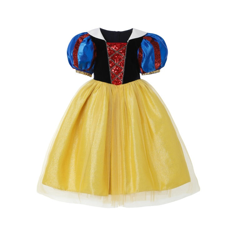 Girls Blue Premium Snow White Puff Dress