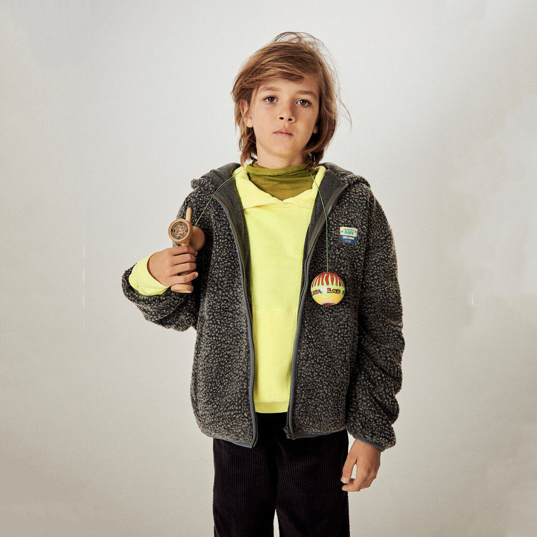 Boys & Girls Black Sherpa Zip-Up Jacket