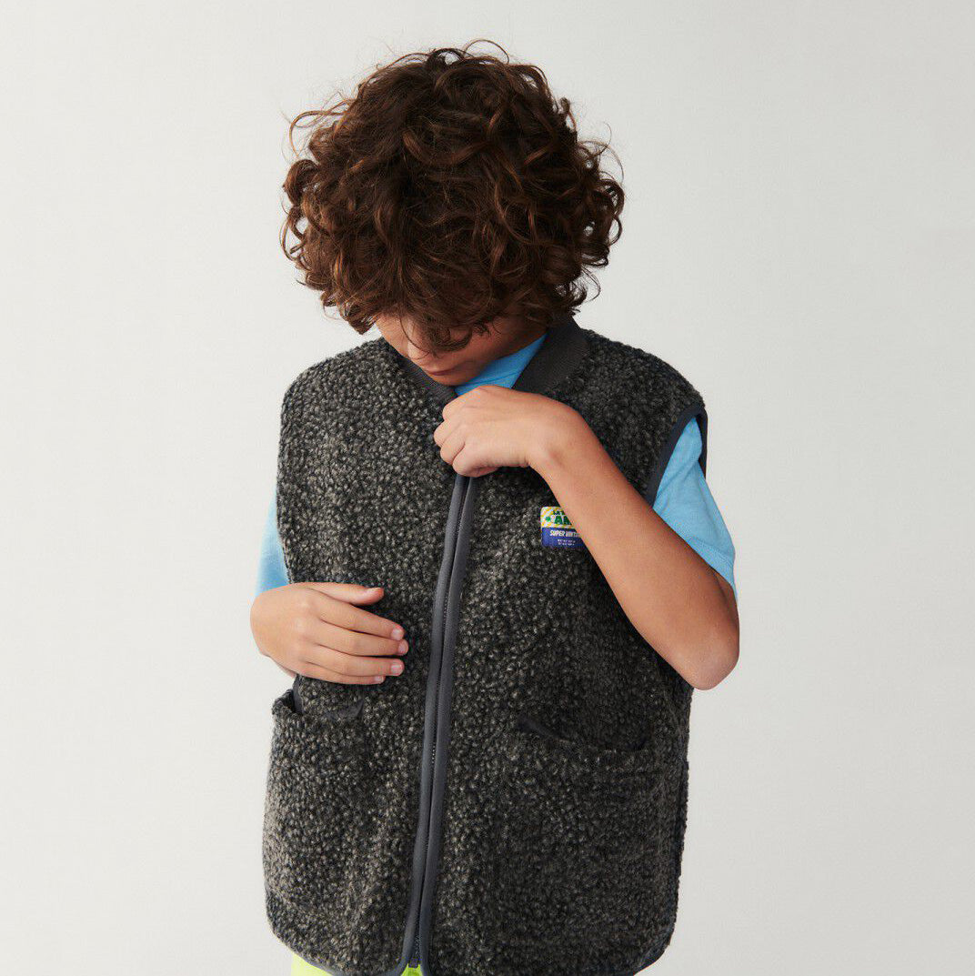 Boys & Girls Grey Sherpa Gilet