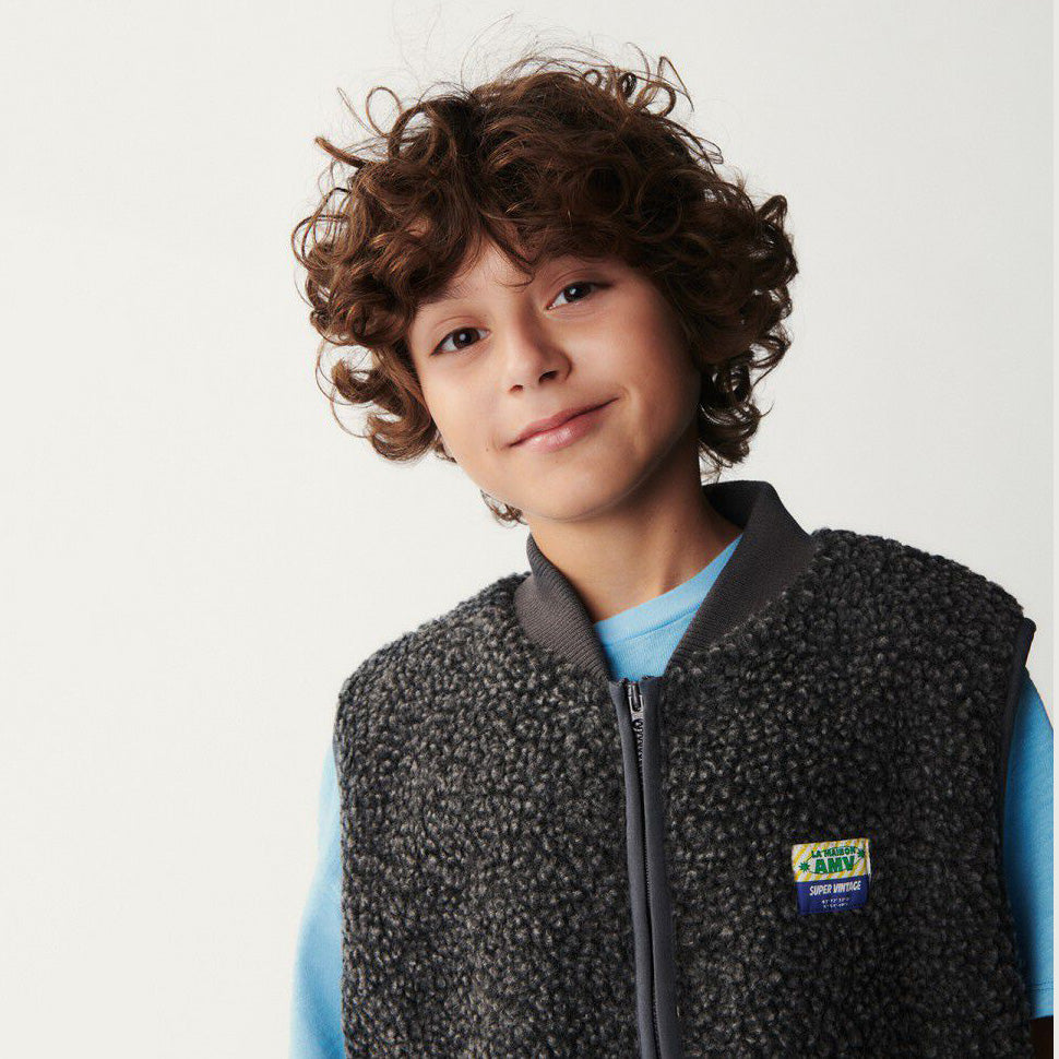 Boys & Girls Grey Sherpa Gilet