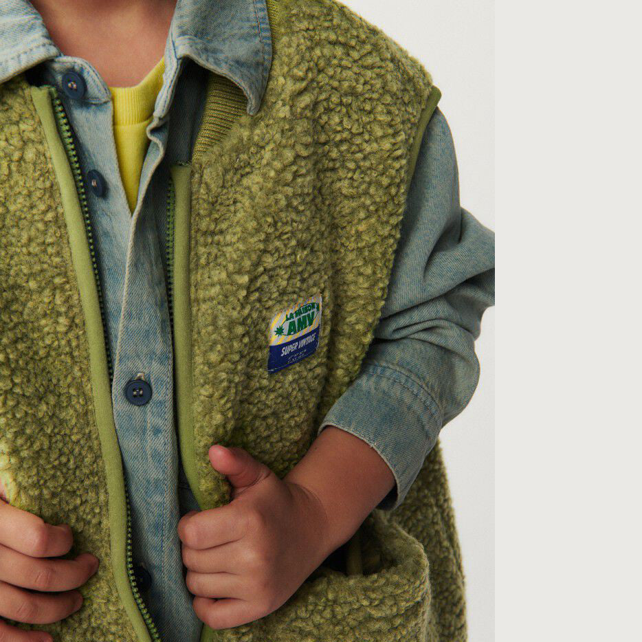 Boys & Girls Green Sherpa Gilet